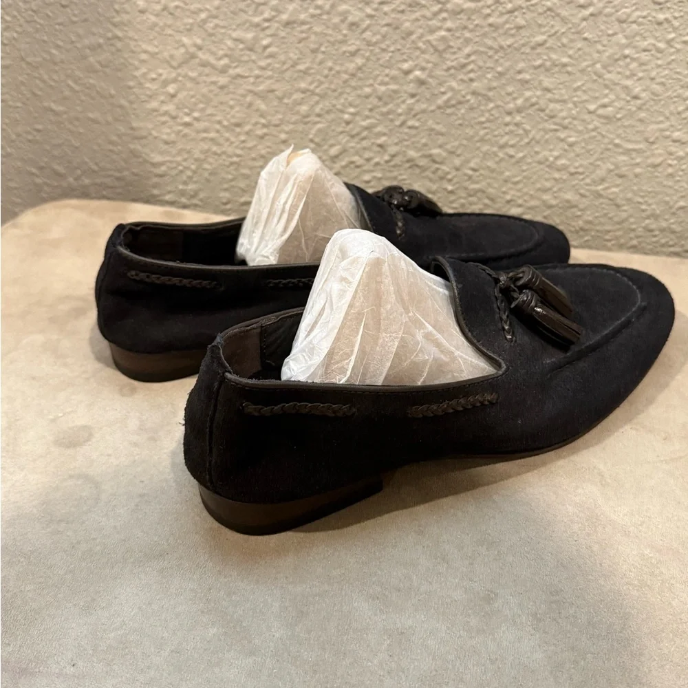 Zara‎ Men's Dark Gray Suede Loafers/moccasins  with Tassels Size 7/40